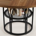 thumbnail image 3 of Table à Manger Ronde Moderne Gain de Place pour 4-6 - Table Ronde de 47 Pouces avec Tablette de Rangement - Cadre en Métal Robuste - Parfait pour Appartement, Salon, Bureau - Brun, 3 of 8