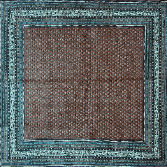 Ahgly Company Indoor Square Persian Light Blue Traditional Area Rugs, 5' Square