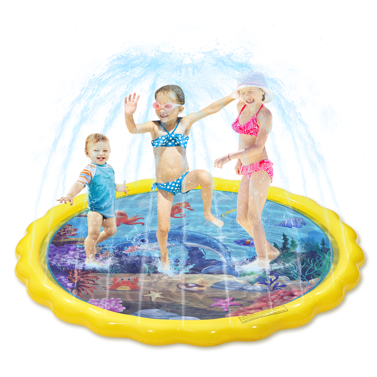 Toyvian Sprinkle and Play Mat 170CM Inflatable Sprinkler Pad for Kids Kids Sprinklers for Summer Outdoor Garden Beach 