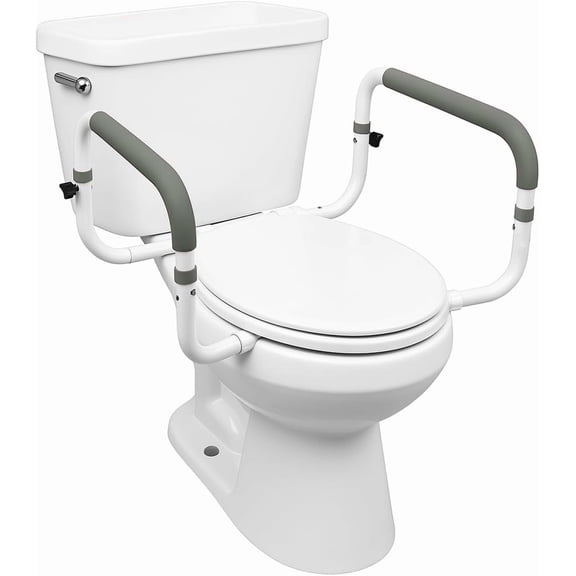 Toilet Safety Frame - Toilet Safety Rails With Adjustable Width - Toilet Rails For Elderly, Handicap, Home Health Care Equipment After Surgery, Supports 300lbs