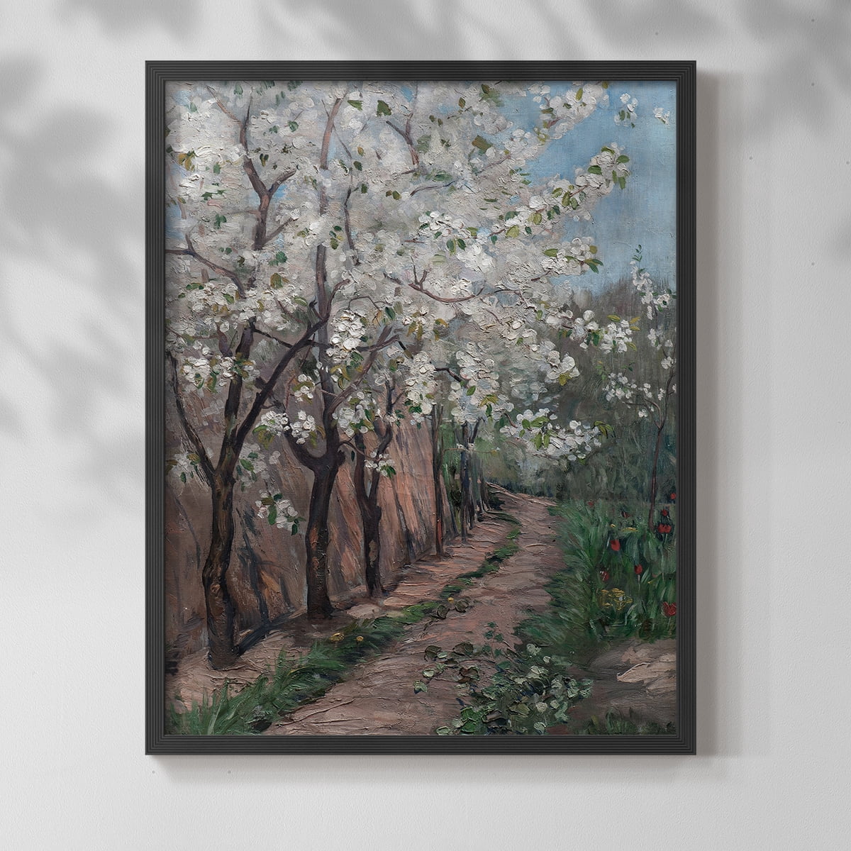Vintage Floral Print CXL - 14in. x 11in. Vintage Framed Print in Black Wood Frame