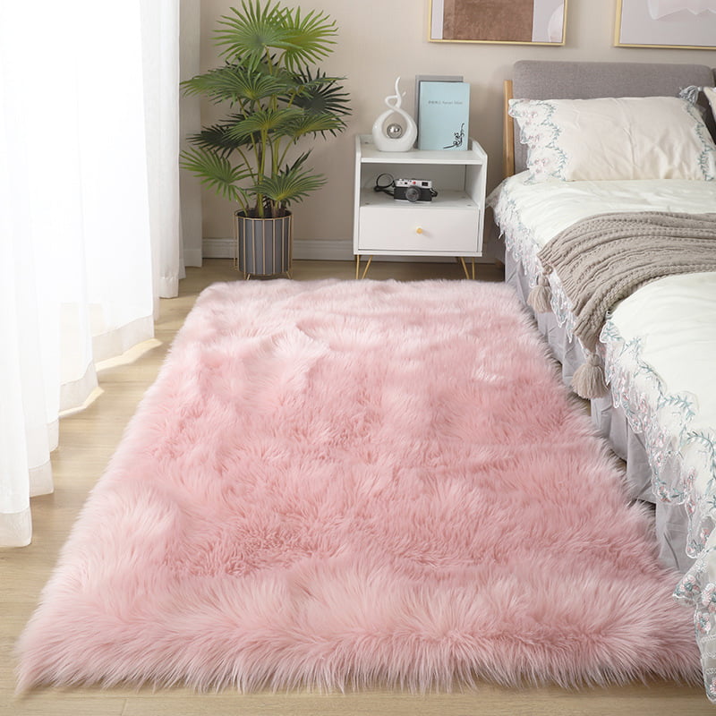 Fluffy Faux Fur Warm Sheepskin Rug Bedroom Dining Room Carpet Mat Cushion Sofa 