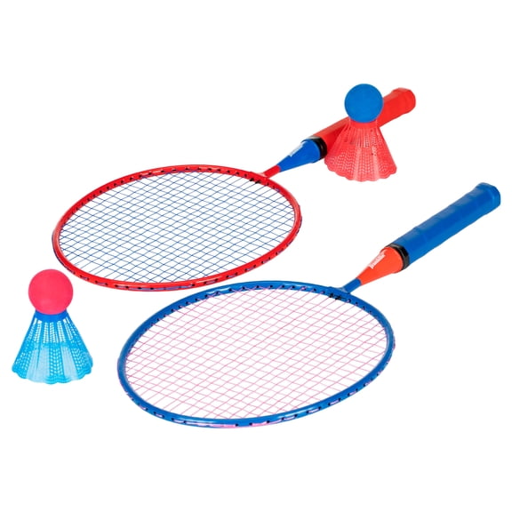 Franklin Sports Kids Jumbo Badminton Racket Set - Smashminton Kids Oversize Badminton Rackets Set - 2 Player Backyard Beach Youth Badminton Set with Birdies Jumbo Rackets Included