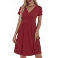 thumbnail image 1 of UVN Vestidos para Mujer con Escote en V Profundo, Manga Corta, Vestido Veraniego Midi para Fiesta con Bolsillo, 1 of 8