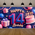thumbnail image 7 of Decorative Design Birthday Banner Cake Decoration Happy 14th Party Backdrop Polyester Material for Birthday Party Celebration Kids Party, 7 of 7