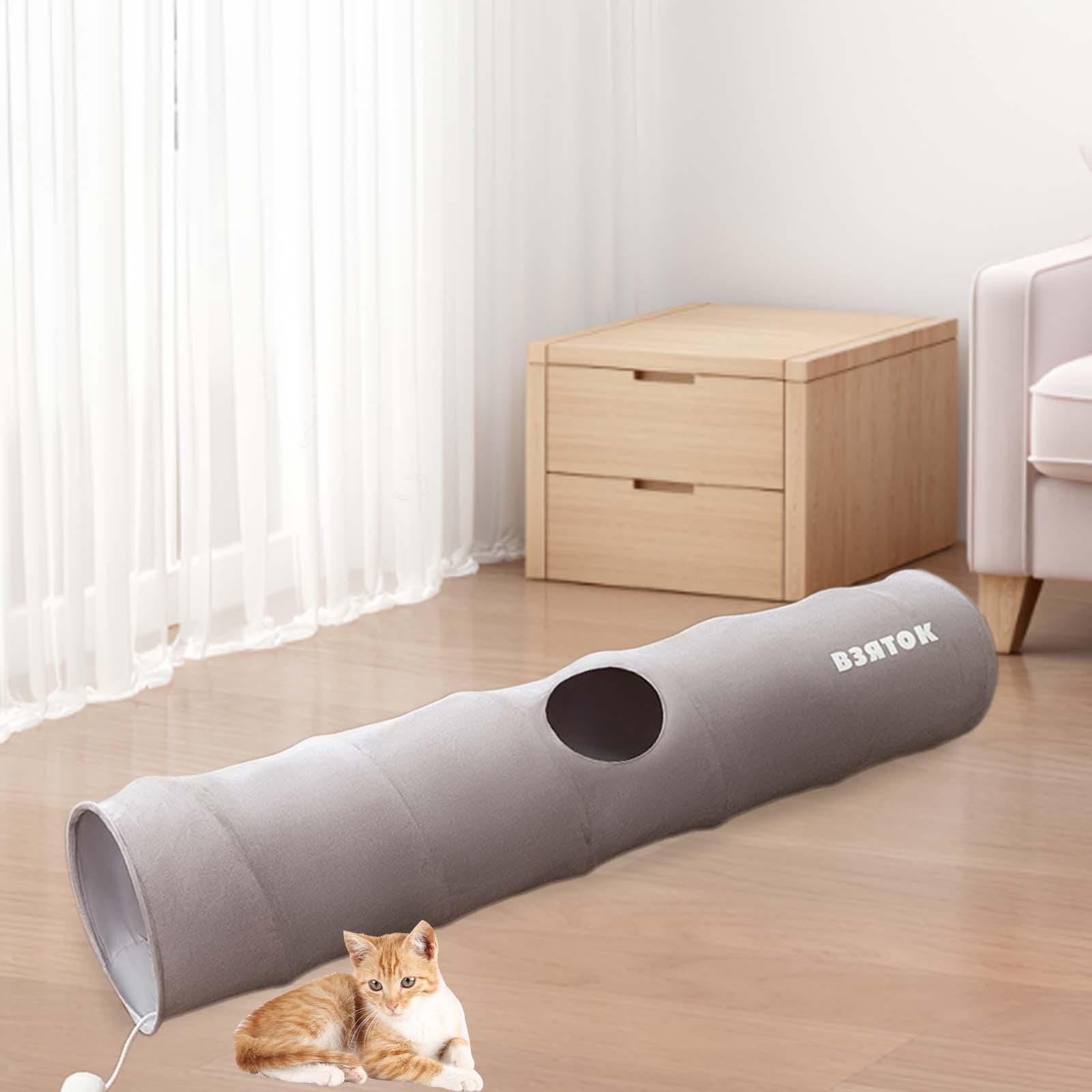 Bvdfgk Cat Tunnel Interactive Toy Length 47.24" Lightweight Cat Tunnel Tube Pet Toy for Gray
