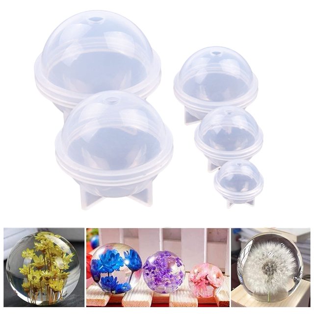 Moldes de resina Moldes de esfera, molde de silicona de orbe de bola de 5 piezas, kit de resina epoxi de moldes de resina de silicona de esfera redonda de bricolaje WD.WDQZL Hogar