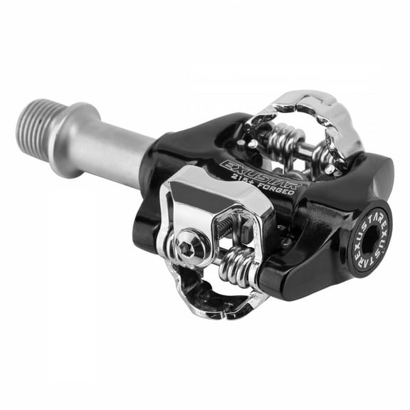 Exustar PM215  Dual Sided Clipless MTB Pedals SPD 9/16" Chromoly Axle Blk/Silver