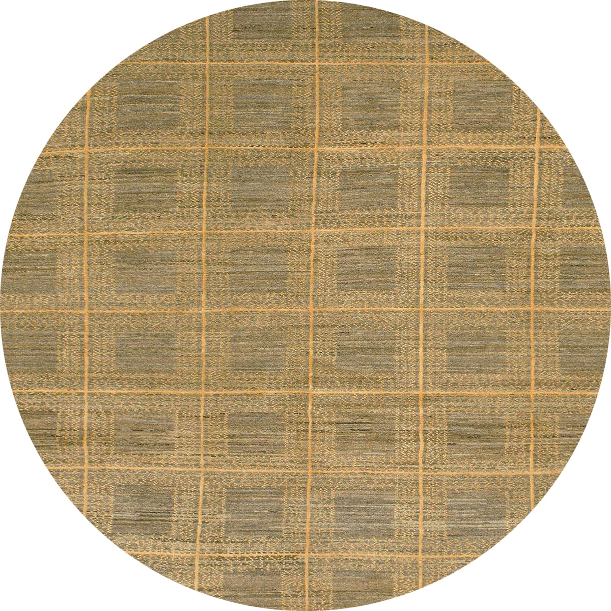 Ahgly Company Indoor Round Abstract Gold Checkered Area Rugs, 8' Round ...
