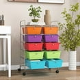 thumbnail image 3 of Costway 10-Drawer Storage Cart Utility Rolling Trolley Kitchen Organizer Multicolor, 3 of 10