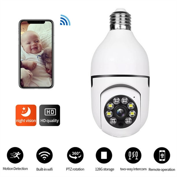 Light Bulb Security Camera 4X Digital Zoom Wifi Outdoor Indoor