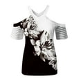 thumbnail image 4 of Aloohaidyvio Tops for Women,Women Fashion Summer Printed Regular Starpless Mesh Short Sleeves V Neck Top, 4 of 5