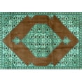 thumbnail image 1 of Ahgly Company Indoor Rectangle Medallion Turquoise Blue Traditional Area Rugs, 7' x 9', 1 of 4