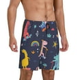 thumbnail image 2 of Fotbe Cartoon Dinosaur Scooter Sport Blue Pajama Shorts for Men, Men's Pajama Bottoms, Sleepwear,Short Pajama Pants-, 2 of 9