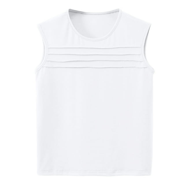 Sunnyoo Camisole Plissée Unie Sans Manches à Col Ras du Cou pour Grandes Filles, Tailles 5-14