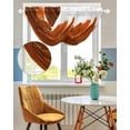 thumbnail image 3 of Burnt Orange Sheer Waterfall Valance Curtains for Window, Sparkle Gold Stained Floral Flower Art Rod Pocket Sheer Topper Swag Curtains for Living Room, Kitchen 38.5"W x 47.2"L, 2 Panels, 3 of 7
