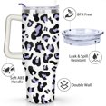 thumbnail image 3 of 40oz Fashion Leopard Pattern Stainless Steel Flip Straw Tumbler Spill Proof Travel Cup Double Wall Vacuum Insulated Coffee Mug with Top Handle, 3 of 6