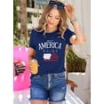 thumbnail image 4 of XCHQRTI USA Flag Shirt Women 4th of July Tee Graphic Short Sleeve Casual Memorial Day T-Shirts, 4 of 7