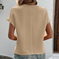 thumbnail image 4 of Stichou Womens 2026 Summer Outfit Short Sleeve Tops Round Neck Ruffle Casual Summer Textured Work T Shirts Tee Blouse Khaki 2XL, 4 of 6