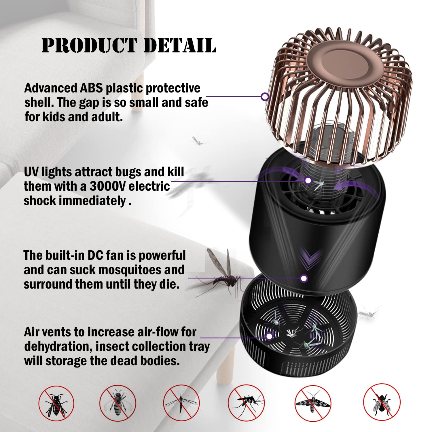 Mosquito Zapper, 2 in 1 Mosquito Trap, Mosquito Killer, Upgraded Mosquito Zapper Indoor, Bug Zapper Indoor & Outdoor
