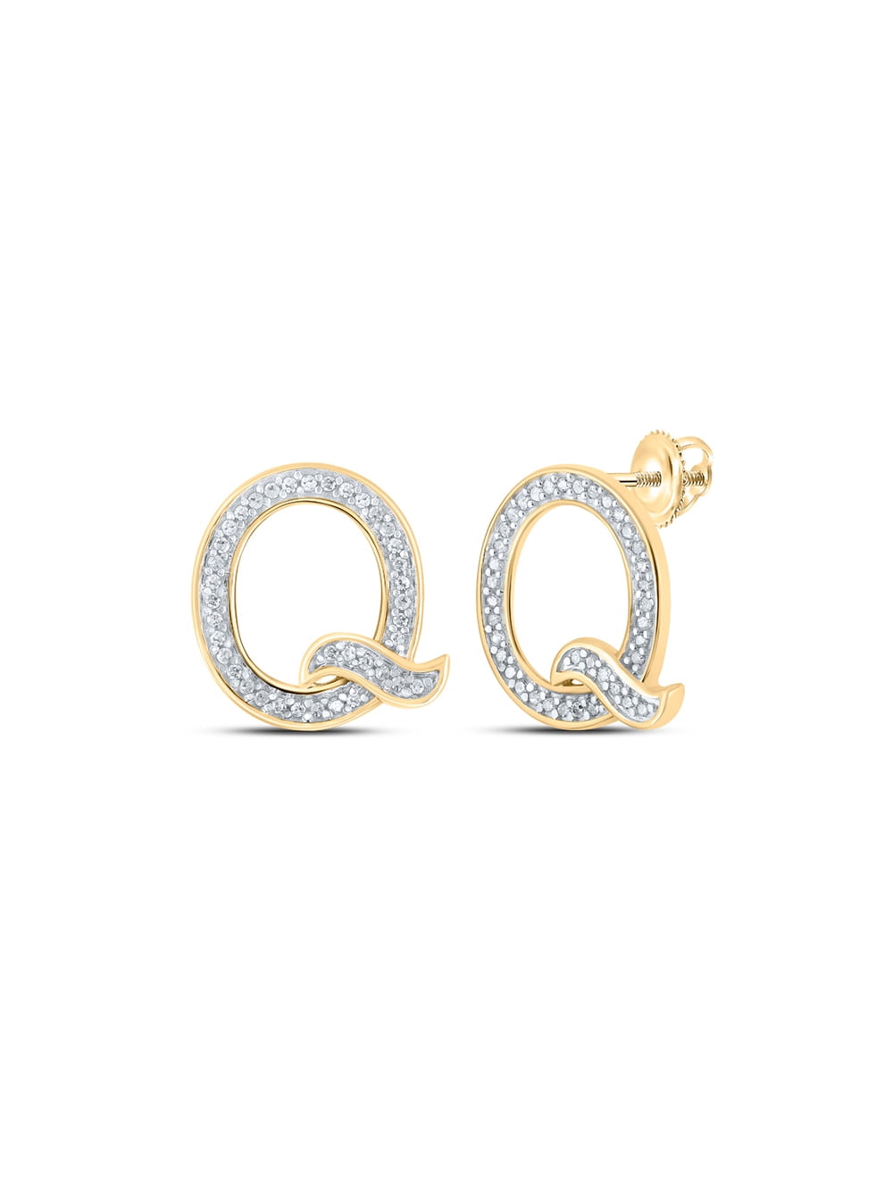 Diamond Wish 10k Gold Round Diamond Stud Earrings Bezel Set 1/6cttw, White, SI2-I1 Push-Back 