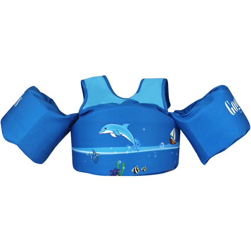 Kids Boys Swimming Arm Bands Pool Float Vest Puddle Jumper Training Jacket NEW 