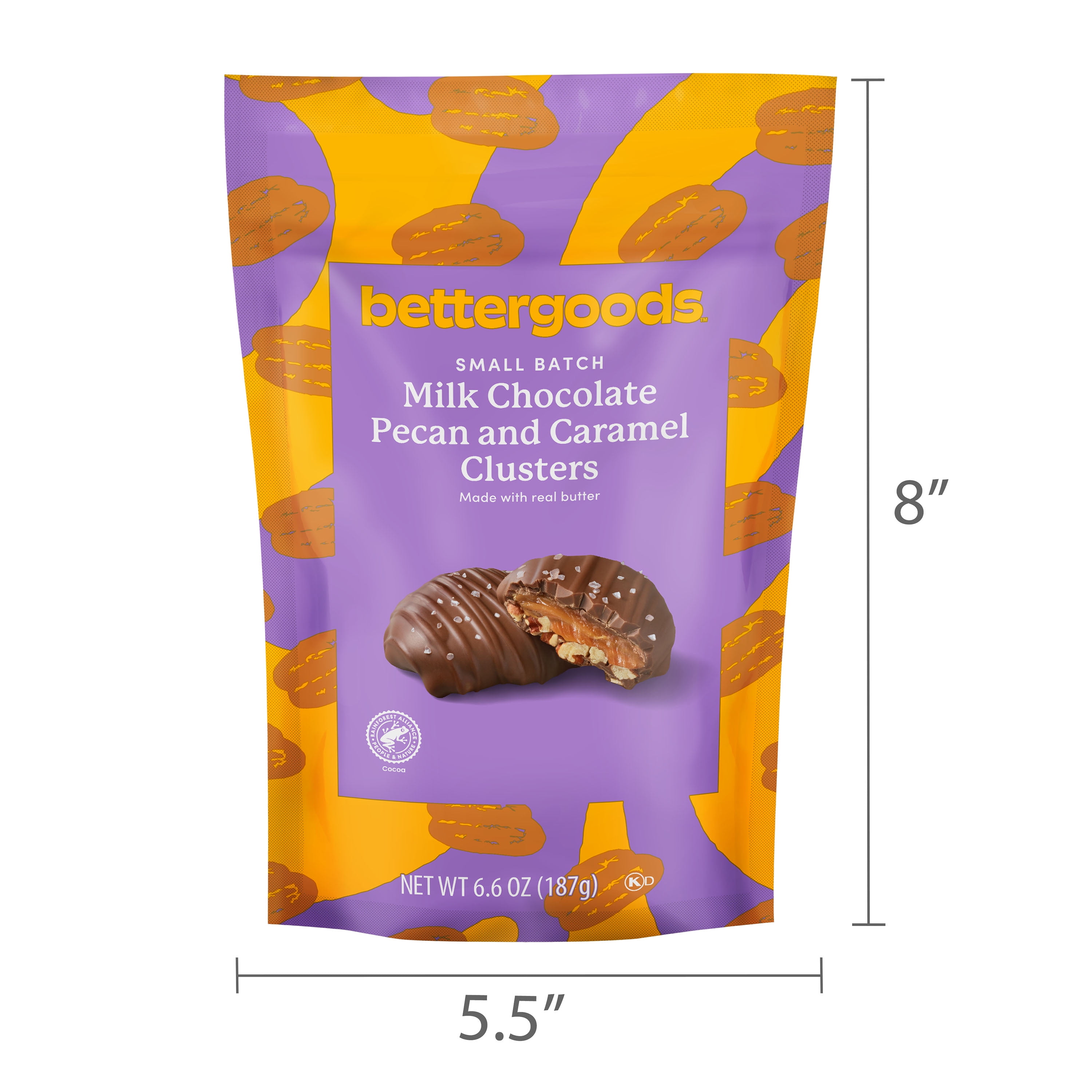 bettergoods Small Batch Milk Chocolate Pecan Caramel Nut Clusters, 6.6 oz Bag