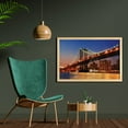 thumbnail image 2 of New York Wall Art with Frame, Manhattan Bridge with Cityscape over River Brooklyn Popular Town Image, Printed Fabric Poster for Bathroom Living Room, 35" x 23", Blue Orange, by Ambesonne, 2 of 2
