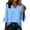 Blue, variant on Cotton Linen Tops for Women Casual Flared 3/4 Sleeve Shirts Solid Color V Neck Blouse Lightweight Soft Plain Shirt Buisness Work Blouses