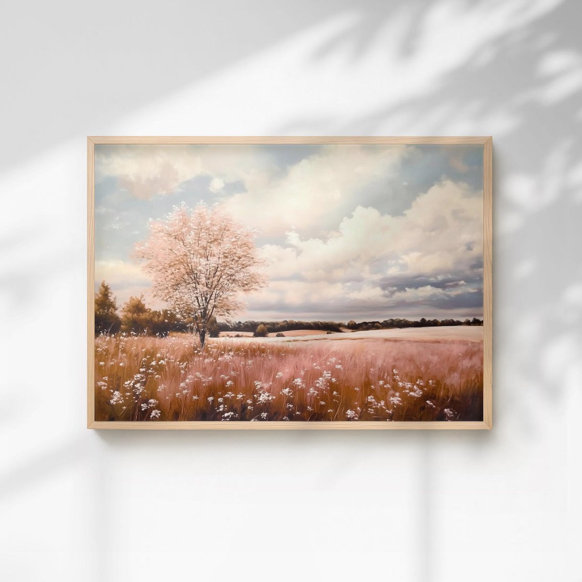 Blush Landscape Wall Art Print Pastel Farmhouse Decor