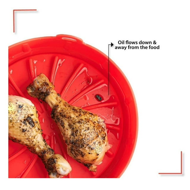 relayinert Friteuse à Air Chaud Pot en Silicone Résistant à la Chaleur Cuisine Grill Panier de Cuisson Réutilisable Épaissi Outil de Remplacement Poulet Frit 16cm Gris