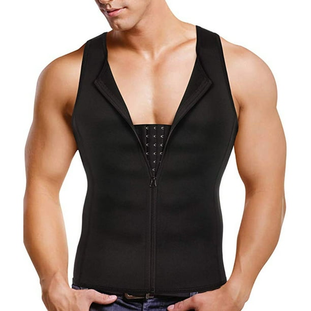 SHAR Men Shapewear Slimming Body Shaper Compressed Shirt Tank Top with  Zipper Underwear for Tummy Control 