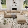 thumbnail image 5 of bokifol 100.5"L Shaped Modern Sofa Modular Sectional Cloud Couch with Ottoman,4-Seat Chenille Deep Seat Sofa with Pillow for Living Room,Bedroom and Apartment,Khaki, 5 of 16