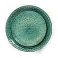 thumbnail image 3 of Elama Round Stoneware Embossed Dinnerware Dish Set, 16 Piece, Ocean Teal and Green, 3 of 5