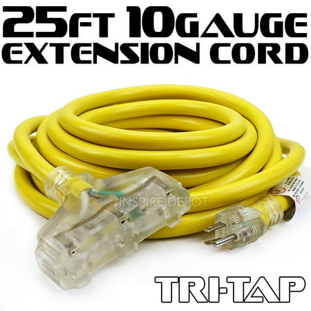 25/50Ft 10/12 Gauge industrial power Electrical Extension Cords cable tri-tap UL
