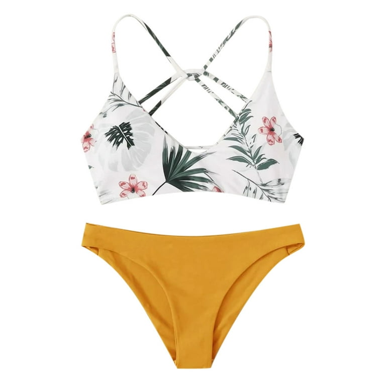 Swim Shorts for Juniors Floral Bikini Set Women Push-Up Print