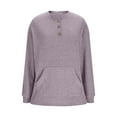 thumbnail image 4 of Womens Long Sleeve Henley Shirt 3 Button V Neck Ribbed Spring Blouses Business Casual Tops with Kangaroo Pocket, 4 of 8