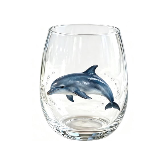 Artisanal Blue Ringed Octopus Glassware, 2D Octopuses Stemless Wine Glasses, Handcrafted Marine Animal Bar Glass, Coastal Home Decor Gift for Ocean Lovers