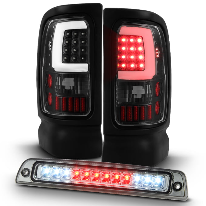 For 94-01 Ram 1500 94-02 Ram 2500 3500 Pickup Truck Black LED Tail Lights Brake Lamps Replacement Pair 
