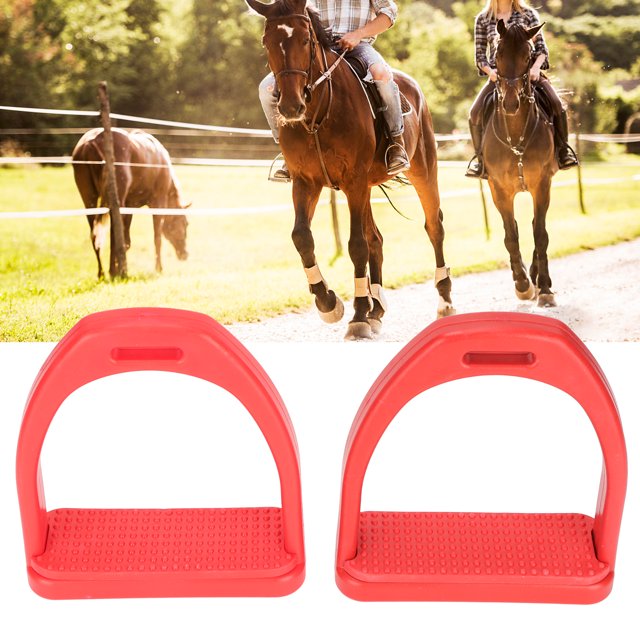 2 Pcs Horse Stirrups, High Strength Stirrups West Stirrups Horse Saddle Stirrups with Rubber Bottom Anti Slip Riding Saddle Equestrian Stirrups for Riding