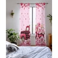 thumbnail image 3 of Valentine's Day Sheer Curtains 63 Inch Length 2 Panels Set for Living Room/Bedroom, Romantic Love Roses Truck Ombre Pink Kitchen Curtains Grommet Semi-Sheer Curtains Window Treatments 42"x63"x2, 3 of 7
