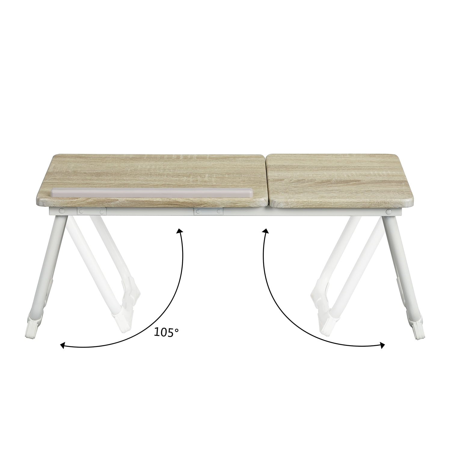 Homy Casa Folding Table with Adjustable Tilt Top and Foldable Legs, Natural Oak/White
