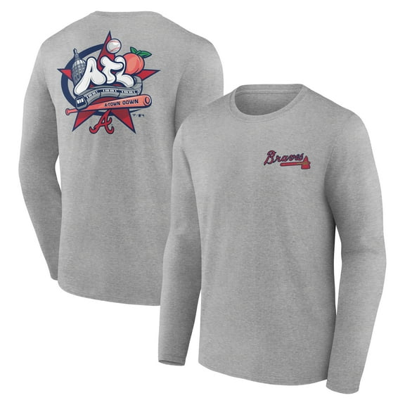 Men's Gray Atlanta Braves Nice Kicks Long Sleeve T-Shirt