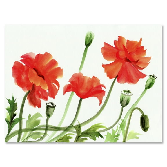 Designart ' Ancient Red Poppies III ' Traditional Canvas Wall Art Print