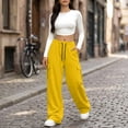 thumbnail image 2 of Cargo Sweatpants for Women Baggy Drawstring Wide Leg Sweatpants with Pockets Fall Casual Loose Sweat Pants, M, 2 of 8