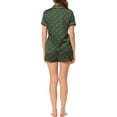 thumbnail image 3 of INSPIRE CHIC Womens Short Sleeve Notch Collar Piped Button Down Sleepwear Polka Dots Pajama Sets Medium Green, 3 of 7