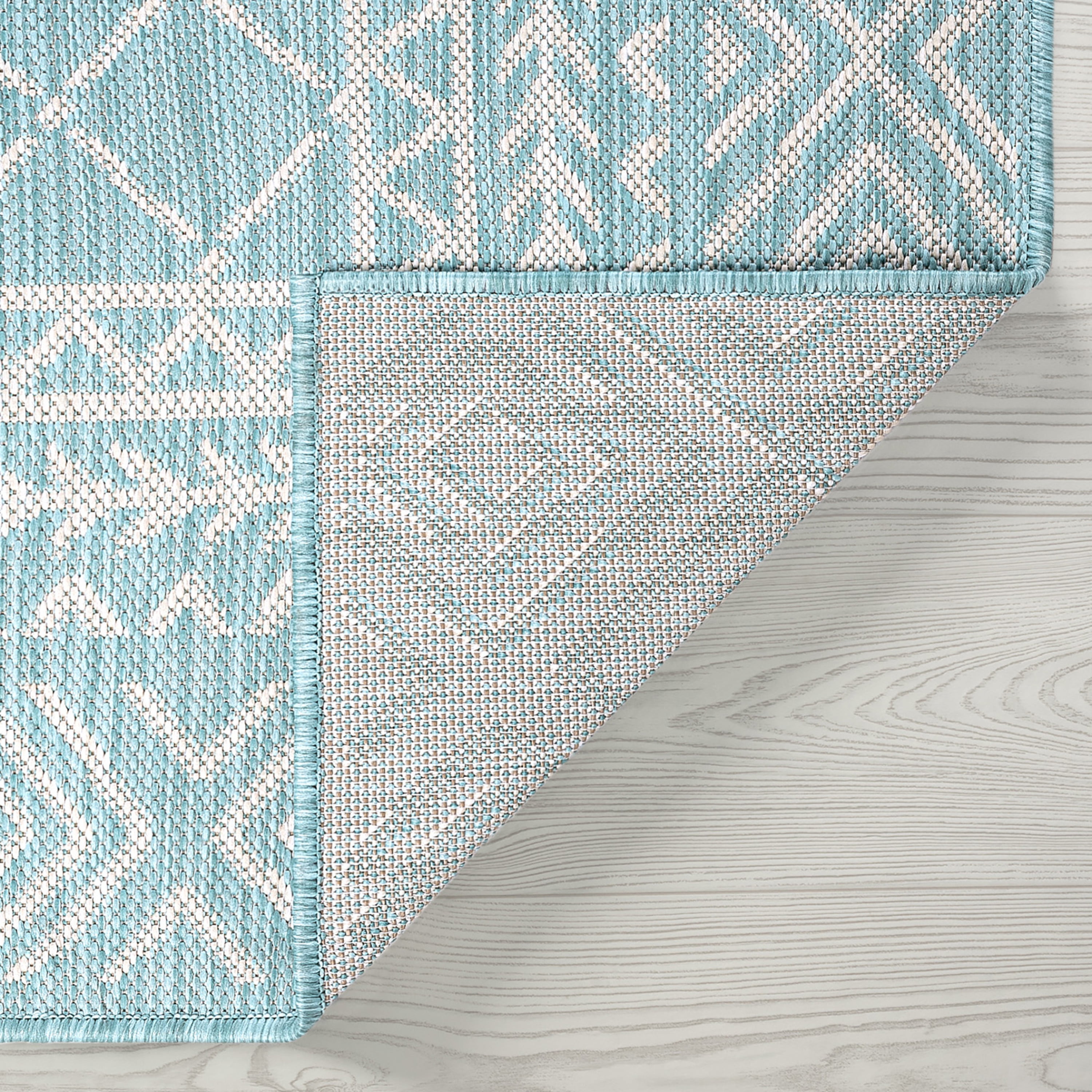9x12 Water Resistant, Large Indoor Outdoor Rugs for Patios, Front Door Entry, Entryway, Deck, Porch, Balcony | Outside Area Rug for Patio | Aqua, Diamond | Size: 8'10'' x 12'2''