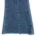 thumbnail image 4 of KIDSCOOL SPACE Big Girls Jeans,Raw Edge 3 Buttons Stretchy Bell-bottom Denim Pants,Blue,8-9 Years, 4 of 5