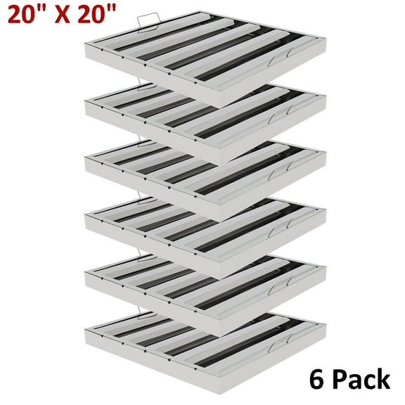 6 Pack 20"X20" Hood Filters Commercial Stainless Steel Hood Grease Filter Baffle