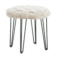 thumbnail image 2 of Powell Anya Round Handwoven Velvet Ottoman with Hairpin Legs, Cream, 2 of 8